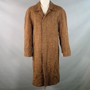 AIME LEON DORE Size M Brown Beige Herringbone Wool Hidden Buttons Raglan Coat